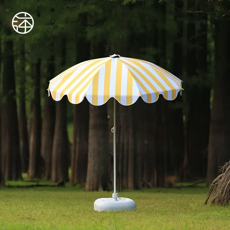 Fashion Suncreen Patio Umbrella Strip Style Large Beach Umbrella UV Protection Outdoor Garden Sun Big Size with Base