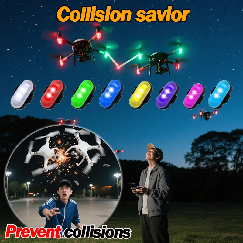 Multi-mode Wireless LED Drone Strobe Light Motorcycle Car Indicator Light Bike Remote Control Warning Light USB Charging 8Color