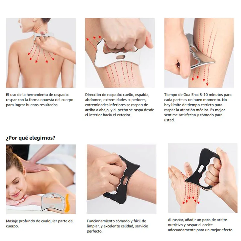 Stainless Steel Gua Sha Scraping Massage Tool  Physical Therapy Stuff Scraping Board For Back Legs Arms Neck Shoulder Massage