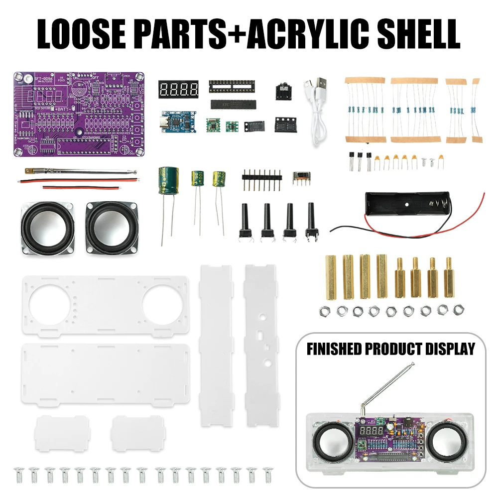 DIY Electronic Radio Kit with LCD Display & Type-C Charging