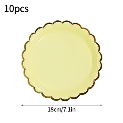 10 - Piece Disposable Celebration Tableware Set with Cups, Plates, and Straws - As picture (RoundYellow)