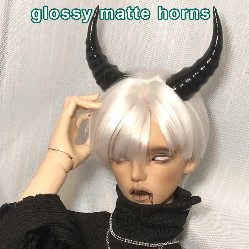 

D03-P673-2 children toy BJD DD SD MSD 1/6 1/4 1/3 uncle doll's Photo props Accessoriess black glossy matte horns 1pcs