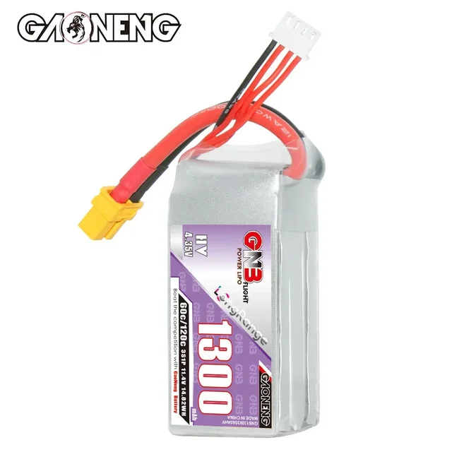GAONENG GNB 3S 1300mAh 11.4V HV 60C/120C LiPo Battery XT60 - RC Helicopter/FPV Drone Spare Parts 4