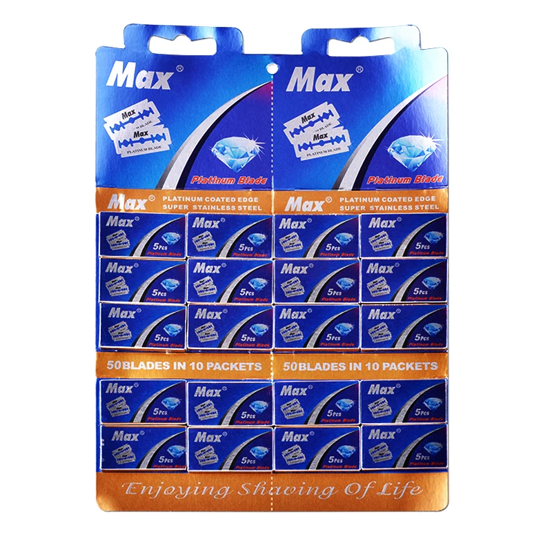 디스플레이 카드 100개 독일산 스테인리스 스틸 양날 면도날 플래티넘 코팅 안전 면도날 일회용 면도날