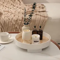 Wooden Desktop Decorative Tray Perfume Fragrance Display Stand Key Cosmetics Storage Rack for Bathroom Home Kitchen Organizer 1