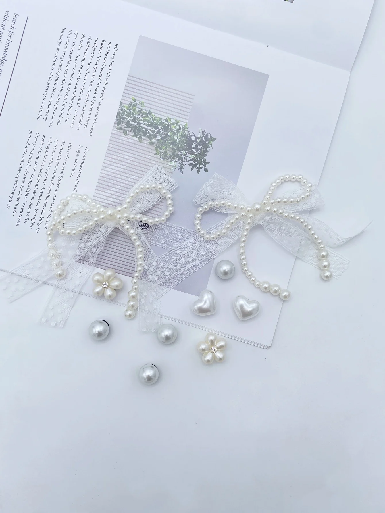 10-Bandschleife, ABS-Herz, Perle, Blumen-Schuhschnalle, DIY-Dekorationen, multifunktionales Schuhclip-Zubehör für Damensandalen – Detail 4