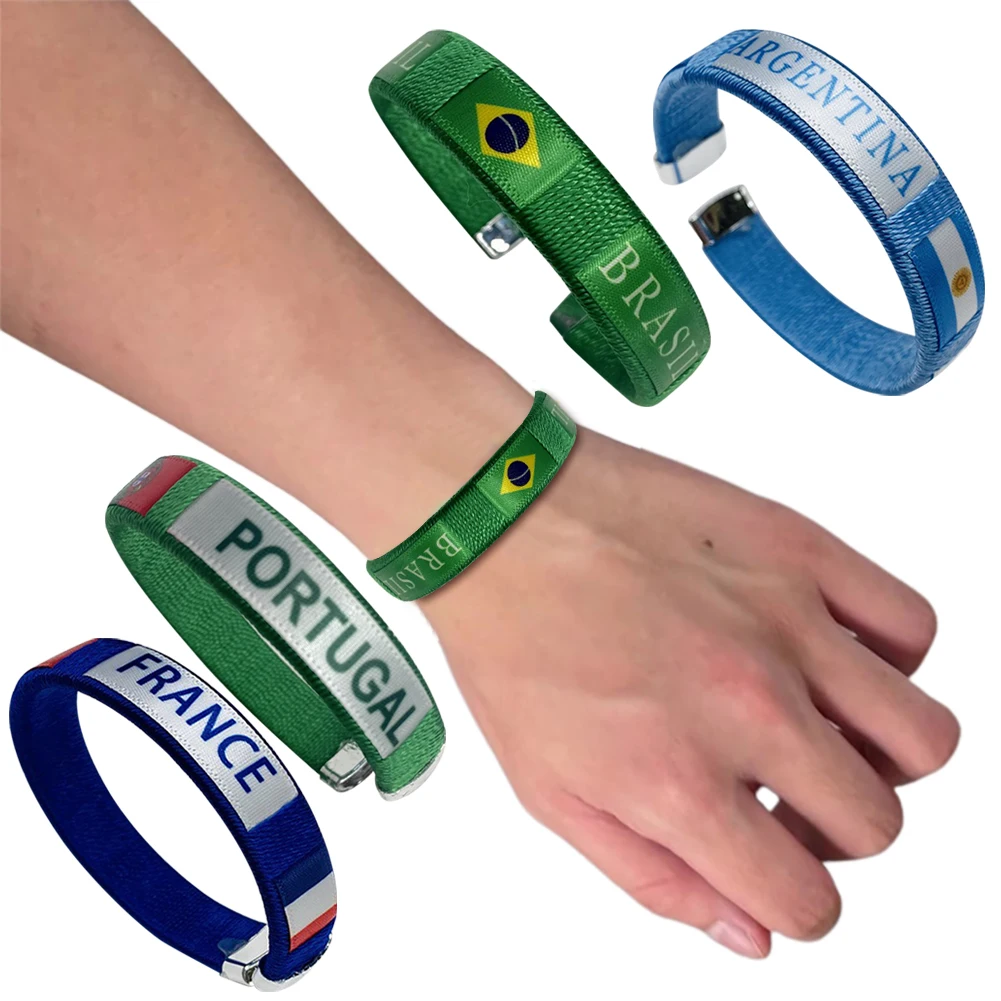 1-8Pcs National Flags Bangle Diameter 65mm Country Flag Wristband Souvenir Sport Friendship Bracelet for Football Match Cheering