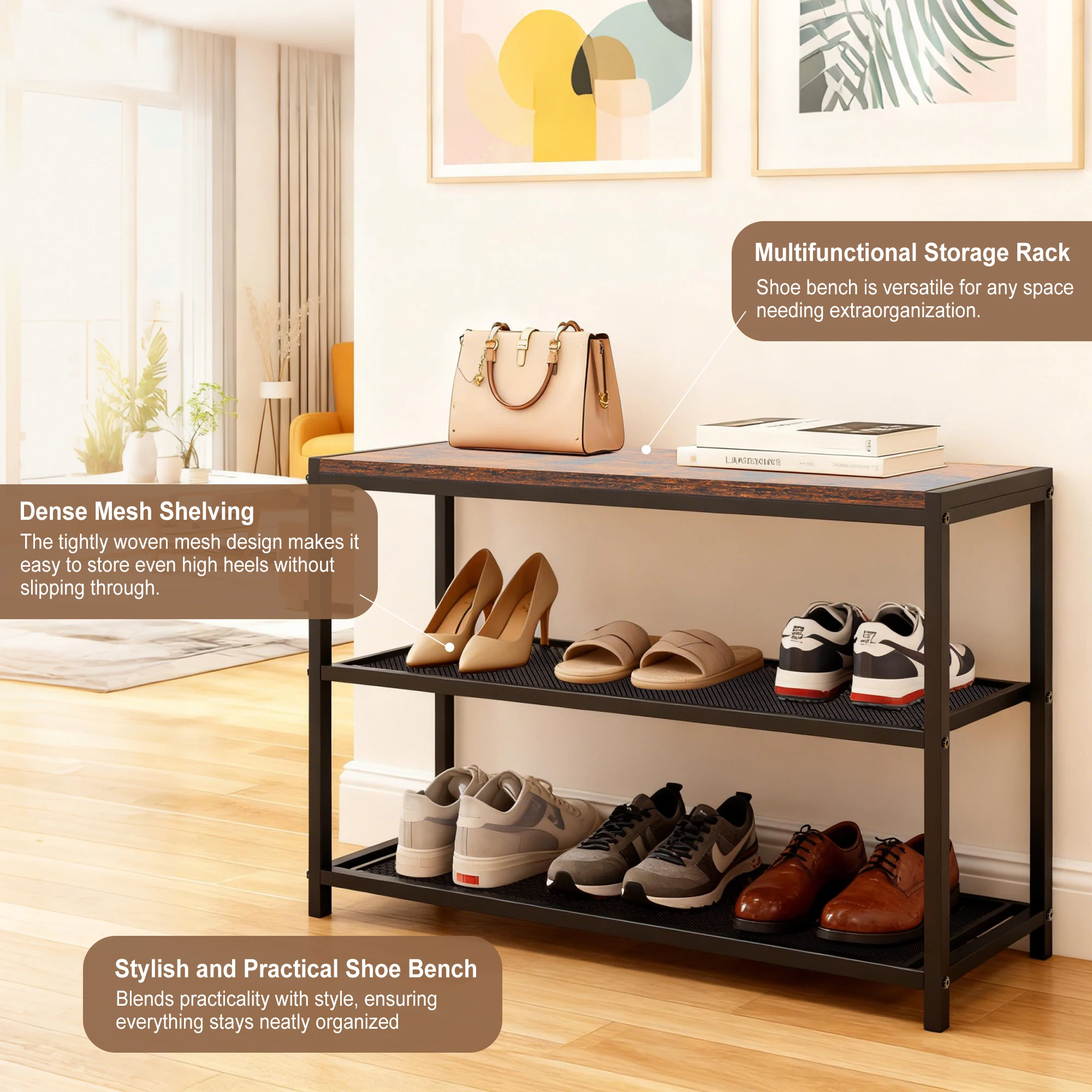 3-tier shoe bench overview