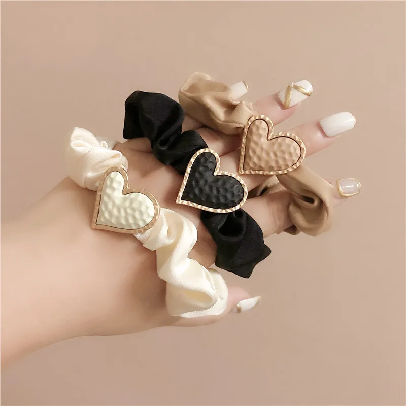 

New Matte Love Large Intestine Circle Head Rope Temperament Fashion Elegant Hair Circle Girl Hair Accessories Wholesale Hairclip