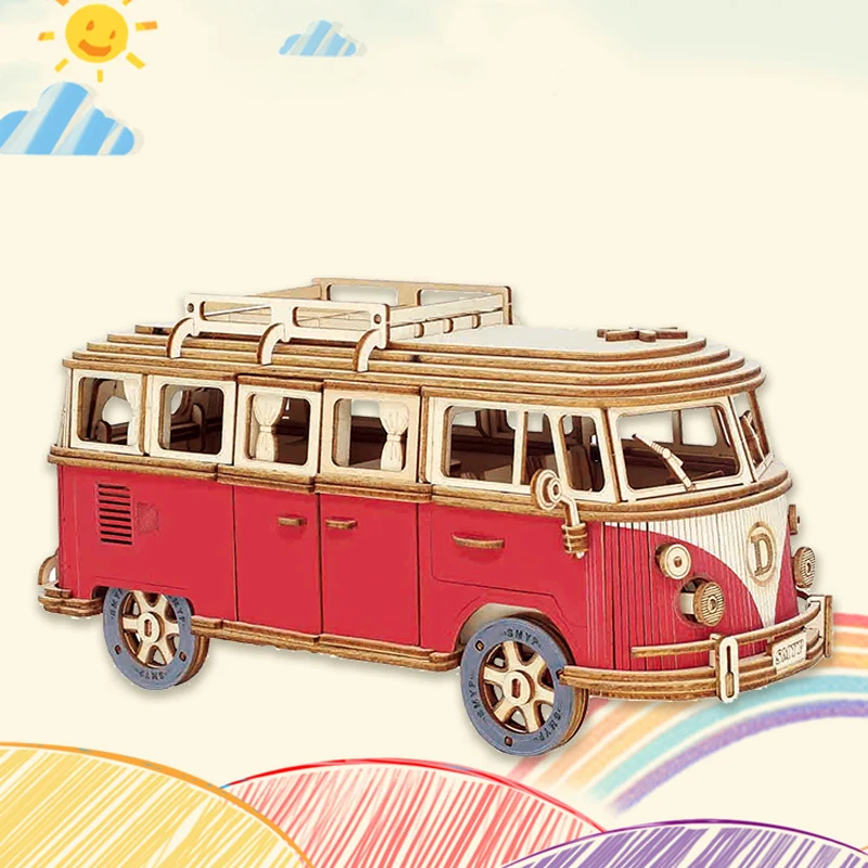 Vintage Campervan 3D Wooden Puzzle Kit