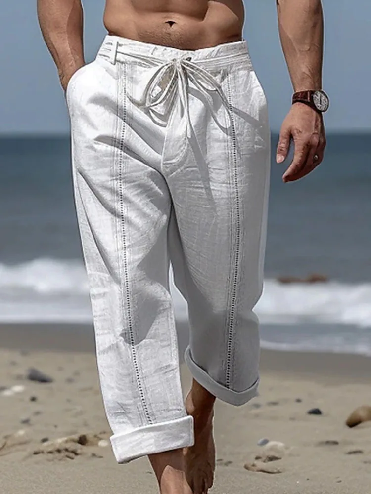 

Дышащие хлопковые льняные свободные повседневные брюки для мужчин