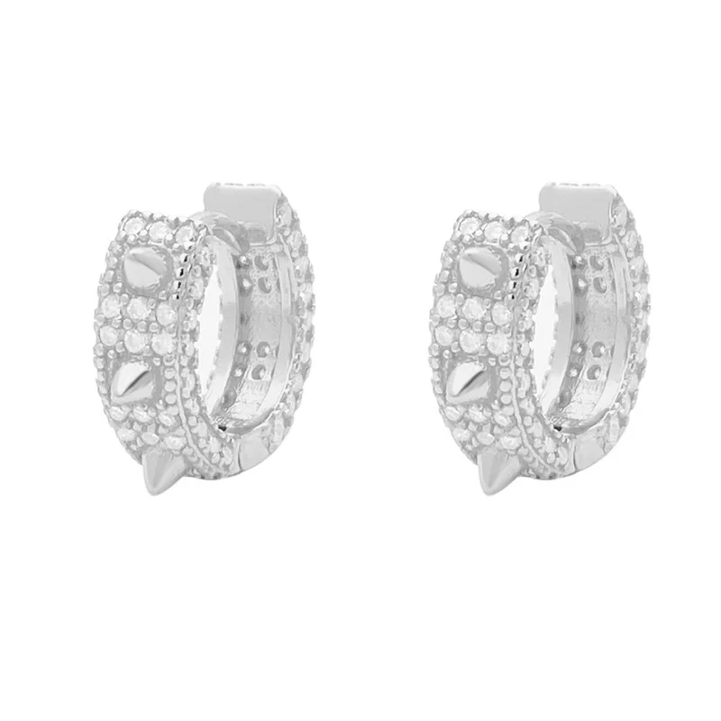 

FE1834 Lefei Fashion Classic Trendy Moissanite Exquisite Desgin Hiphop Prickly Tip Earring Unisex Silver s925 Party Jewelry Gift