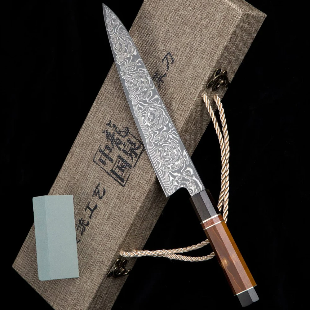 Cuchillo De Chef Gyuto Clasico Sunnecko. Acero Damasco Japones VG-10 -  Cuchillos Importados