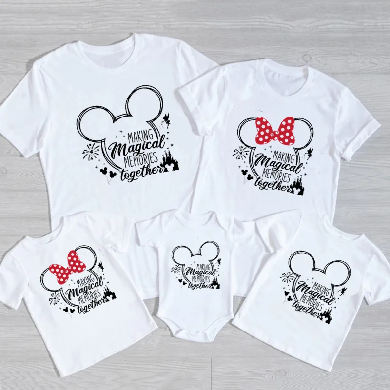 2024 Disney Trip Mickey Minnie Mouse Family Matching Shirts Cotton Dad Mom Bro Sis Kids T Shirt Baby Rompers Matching Clothes 3