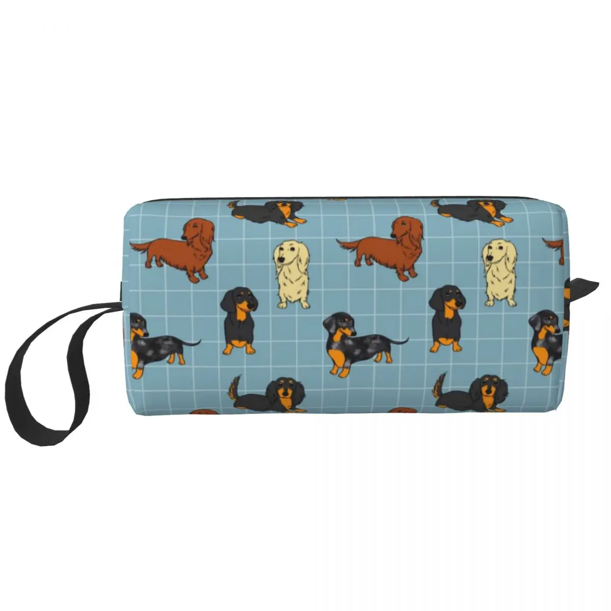 

Милая дорожная косметичка в виде таксы для женщин, веер, барсук для сосисок, собак, органайзер для туалетных принадлежностей, женский косметический набор для хранения