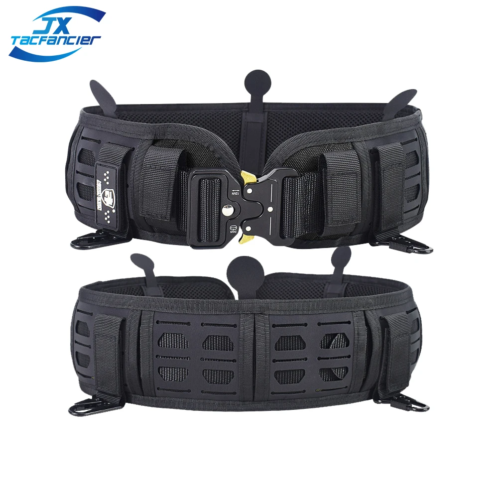 

Tactical Combat Belt Metal Clash Hook Laser Cut Nylon EVA Cushion Pad Cummerbund Waist Molle Belt Hunting Accessories