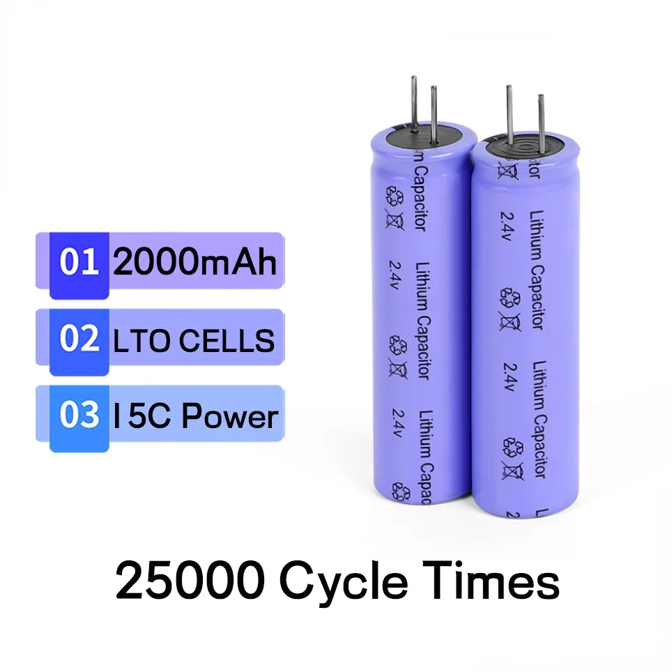 NEW EST 2.4V 2000mAh LTO 18650 Lithium Titanate Battery Cell low temperature Long Cycle For Diy 12V battery pack Power tool |