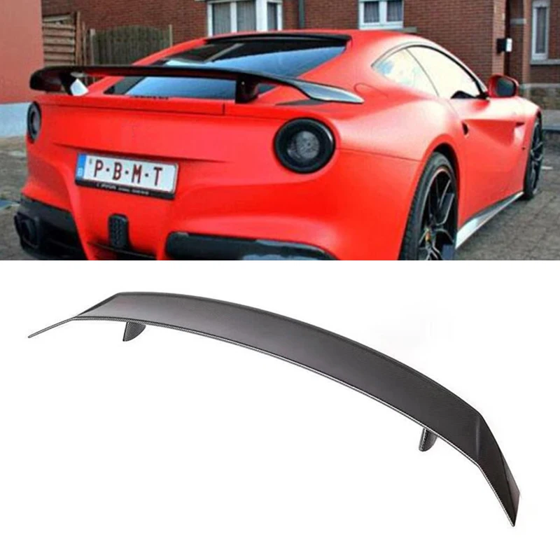 

For Universal Real Carbon Fiber Spoiler Wing Ferrari F12 Berlinetta Car Trunk Trim Tail Accessories Body Kit GT Style 2013-2017