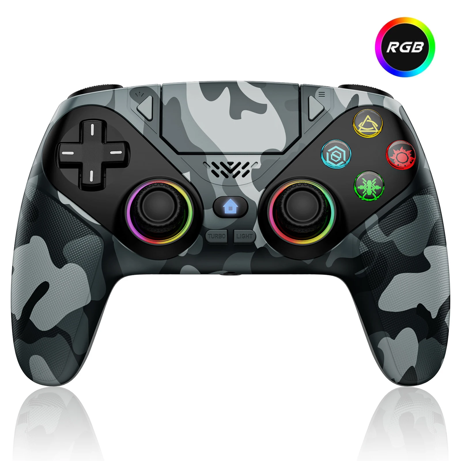 ตัวเลือกสินค้า จอยเกมไร้สาย RGB สำหรับ PS5/PC พร้อม Turbo/Macro