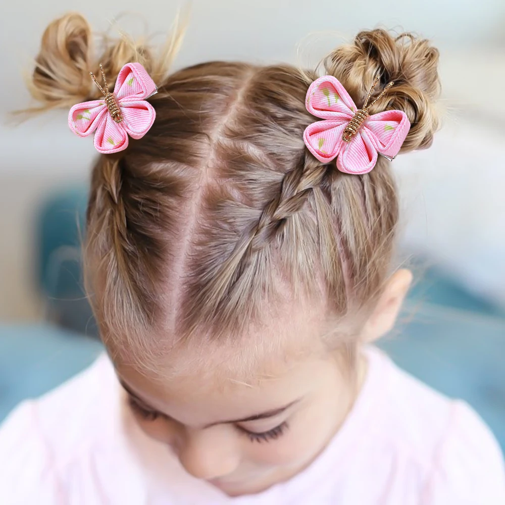 Hair Accessories 2Pcs/Set Fashion Colorful 3inch Butterfly Clips Cute Hairpins for Women Girls Chirldren Sweet Ornament Headwear