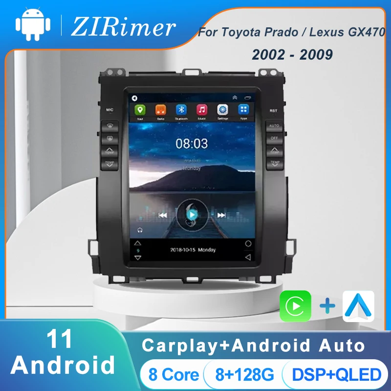 

ZIRimer 10.4" Android 11.0 Car DVD Multimedia Player For Toyota Prado Lexus GX470 Car Radio Auto GPS Navigation 4G BT 2002-2009