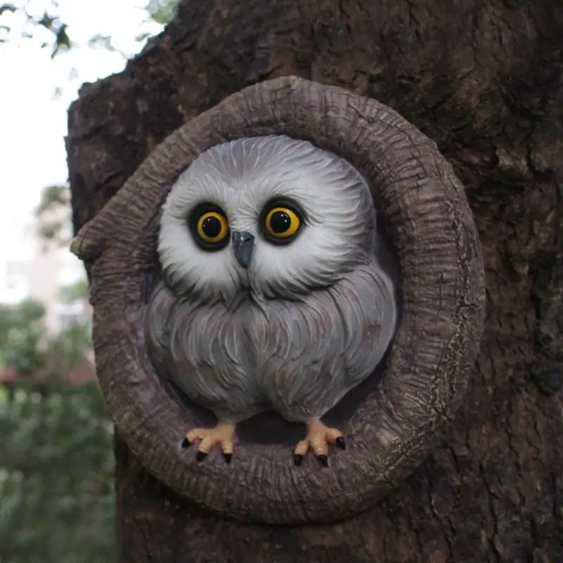 

Статуя совы, милая сова, белая, черная пушистая Рождественская птица, украшение, творческое искусство, крафтовое украшение, статуя совы, птица, статуя животного