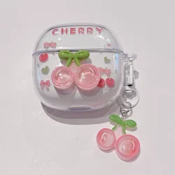 Adorable Clear TPU Earphone Case with Chain Keychain and Cartoon Flower Bear Design - Buds 8 Active (Dark Orange)
