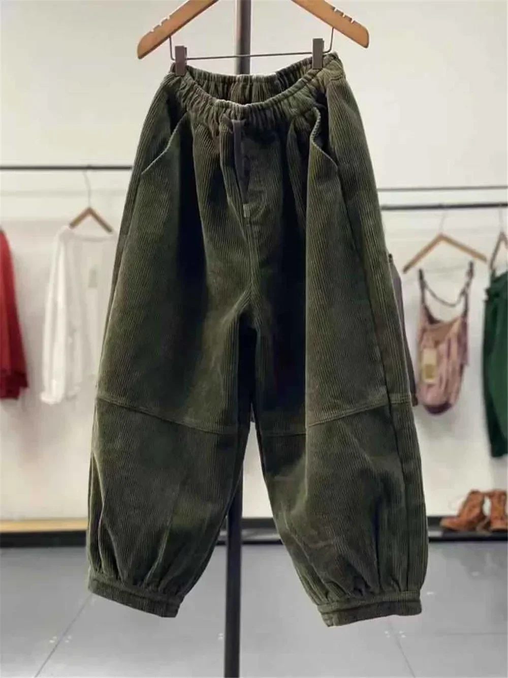 Pantaloni stile harem in velluto a coste casual autunno inverno Pantaloni da donna larghi retrò a vita alta Pantaloni da mamma oversize femminili Pantaloni sportivi larghi 2