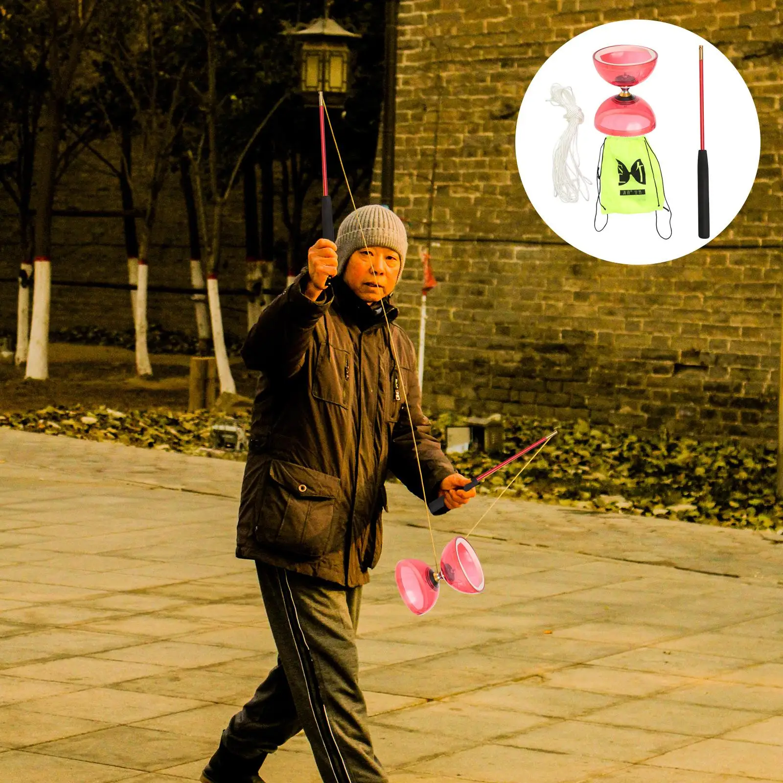 Double Wheel Diabolo Crystal Bearing Red YoYo Toy Beginner Student Juggling Trick Chinese Yoyo Portable Diabolo Hobby
