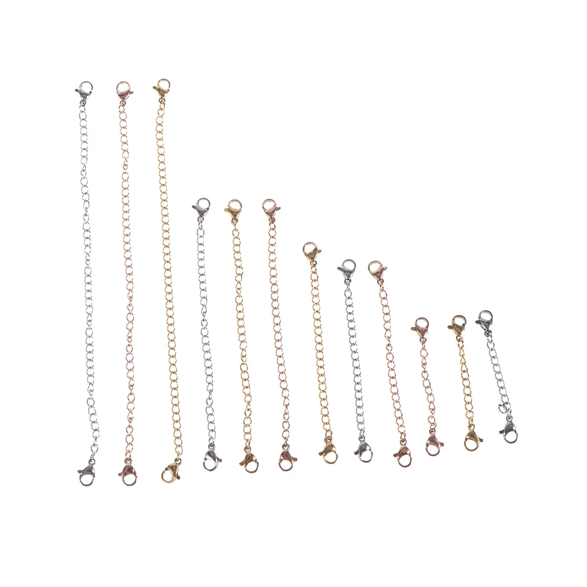 

12 PCS Chain for Needlework Stainless Steel Charms Jewelry Jump Rings Do Not Fade Clasps Making