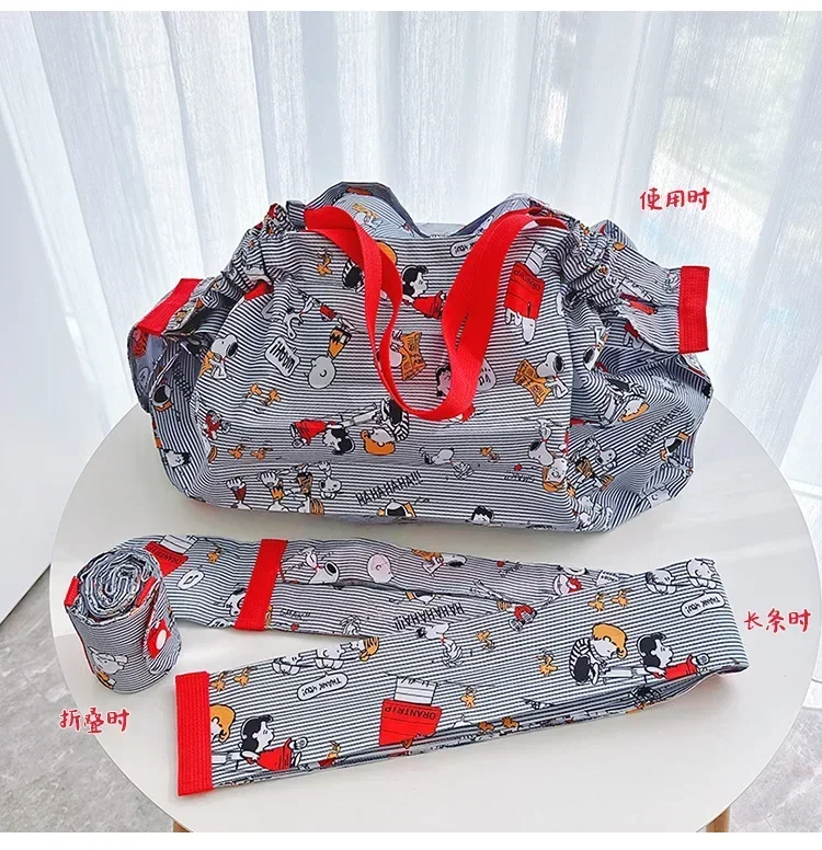 Snoopy Japanese Folding Shopping Bag One Shoulder Women's Fashion Cartoon Environmental Cloth Bag Portable Waterproof Travel 5