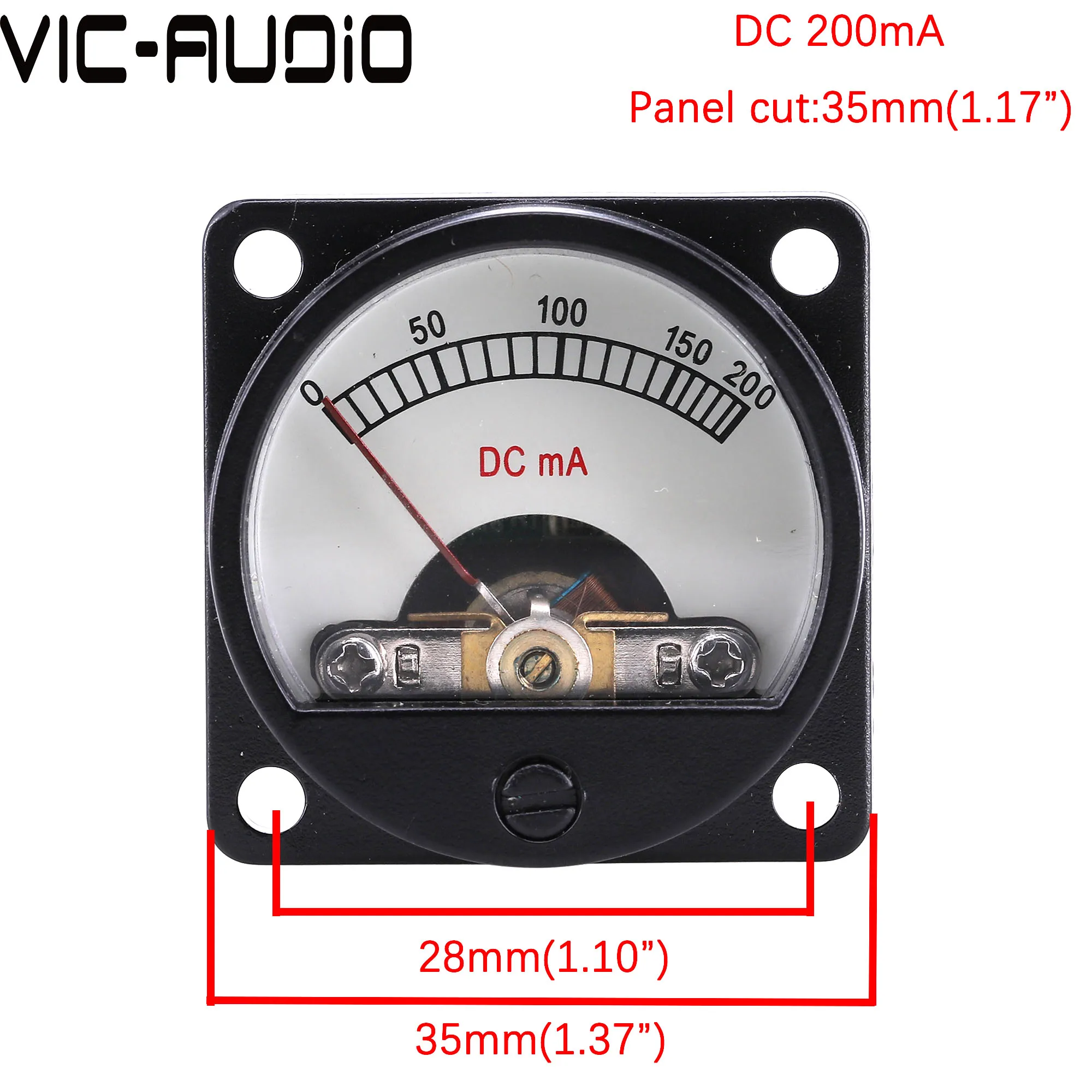 1PC 35mm Ammeter DC100MA DC 200MA Panel Meter Analog Current Meter Panel Mechanical Pointer Type amplifier DIY