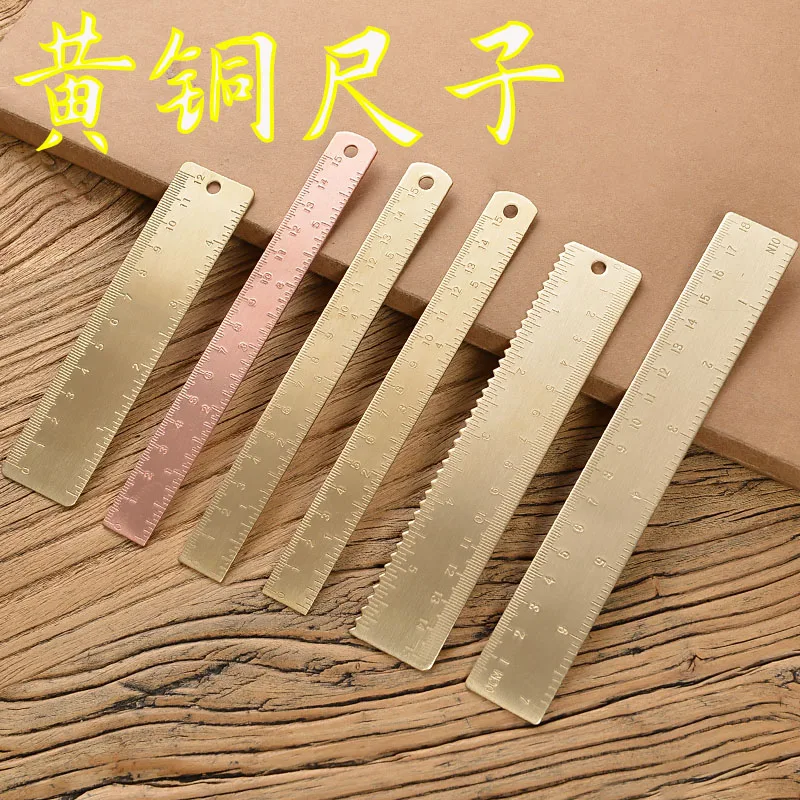 

Creative brass ruler protractor triangular ruler semi-circular scale ruler measuring ruler student measuring kit