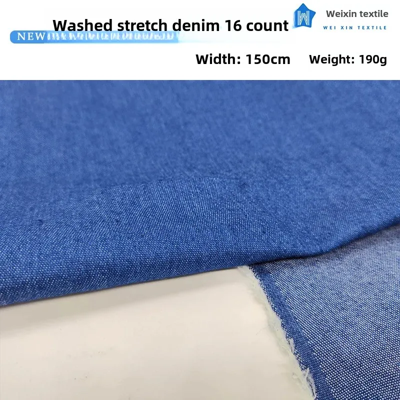 Washed Denim Fabric Elastic Slant Wash Blue Black Thin Denim Material for Clothing Mens Womens Kids Baby Clothing Accessories