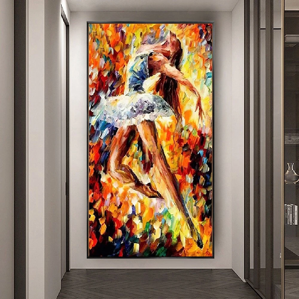 

100% Hand-Painted Ballerina Mural Trim Nordic Style Elegant Dancer Oil Paintings On Canvas Wall Art Pictures For Home Decor Room