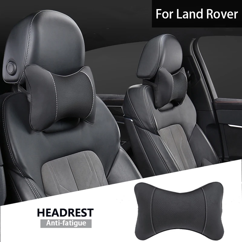1Pcs Car Seat Headrest Leather Auto Interior Head Neck Pillow For Land Rover Defender Freelander 1 2 Discovery 1 2 3 Evoque Rang