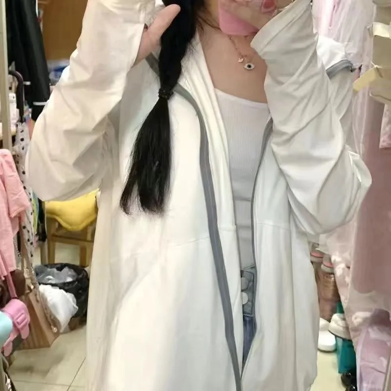 Korean Style Sunscreen Clothing Women Ice Silk Anti-ultraviolet Harajuku Summer Breathable Thin Coat Sunscreen Clothing Jackets