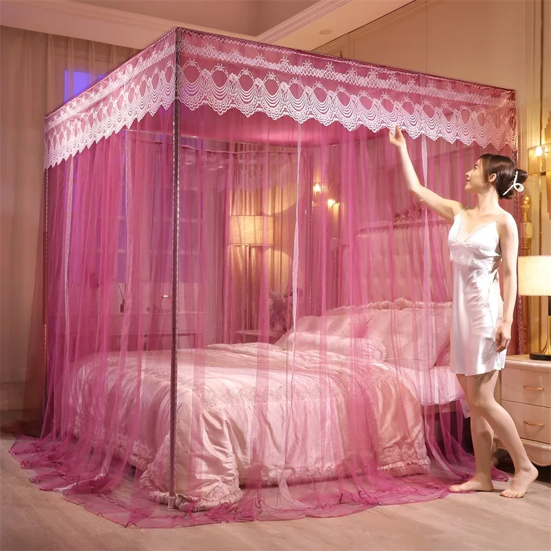 Double Layers Mosquito Net With Tubes Dust Proof Bed Curtain Hooks Bed  Canopy