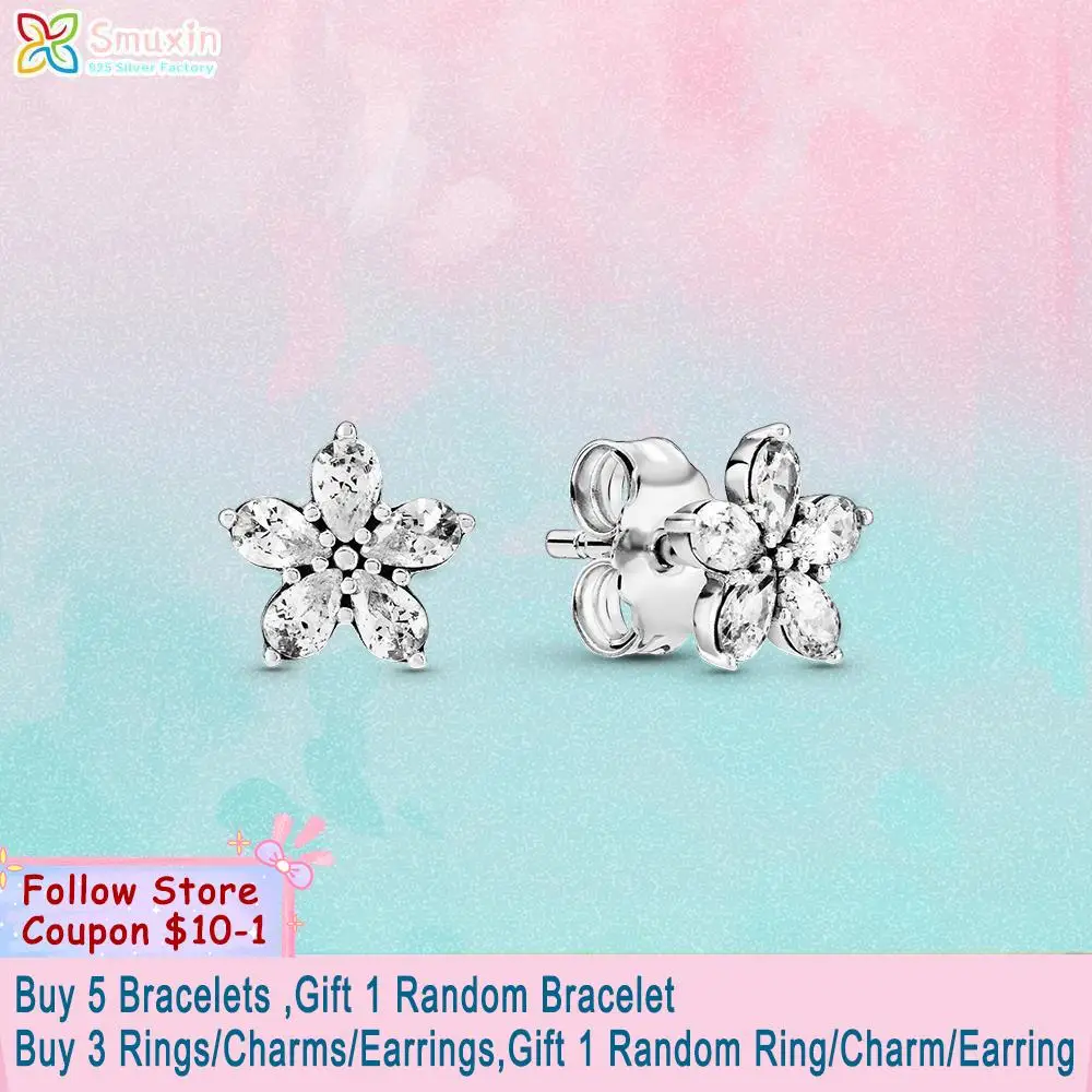 

Smuxin 925 пробы Серебряные серьги сверкающие серьги гвоздики в форме снежинок CZ массивные серьги-гвоздики Для женщин, высокое качество, прекрасный подарок