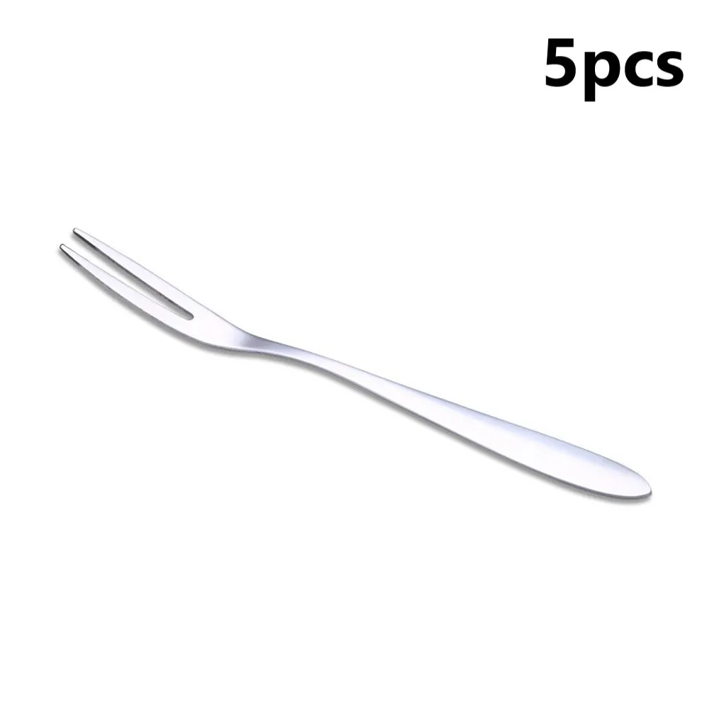 

12Pcs Fruit Fork Stainless Steel Two-toothed Fork Small Fork Cake Fork Western Multifunctional Household Kitchen Accessories