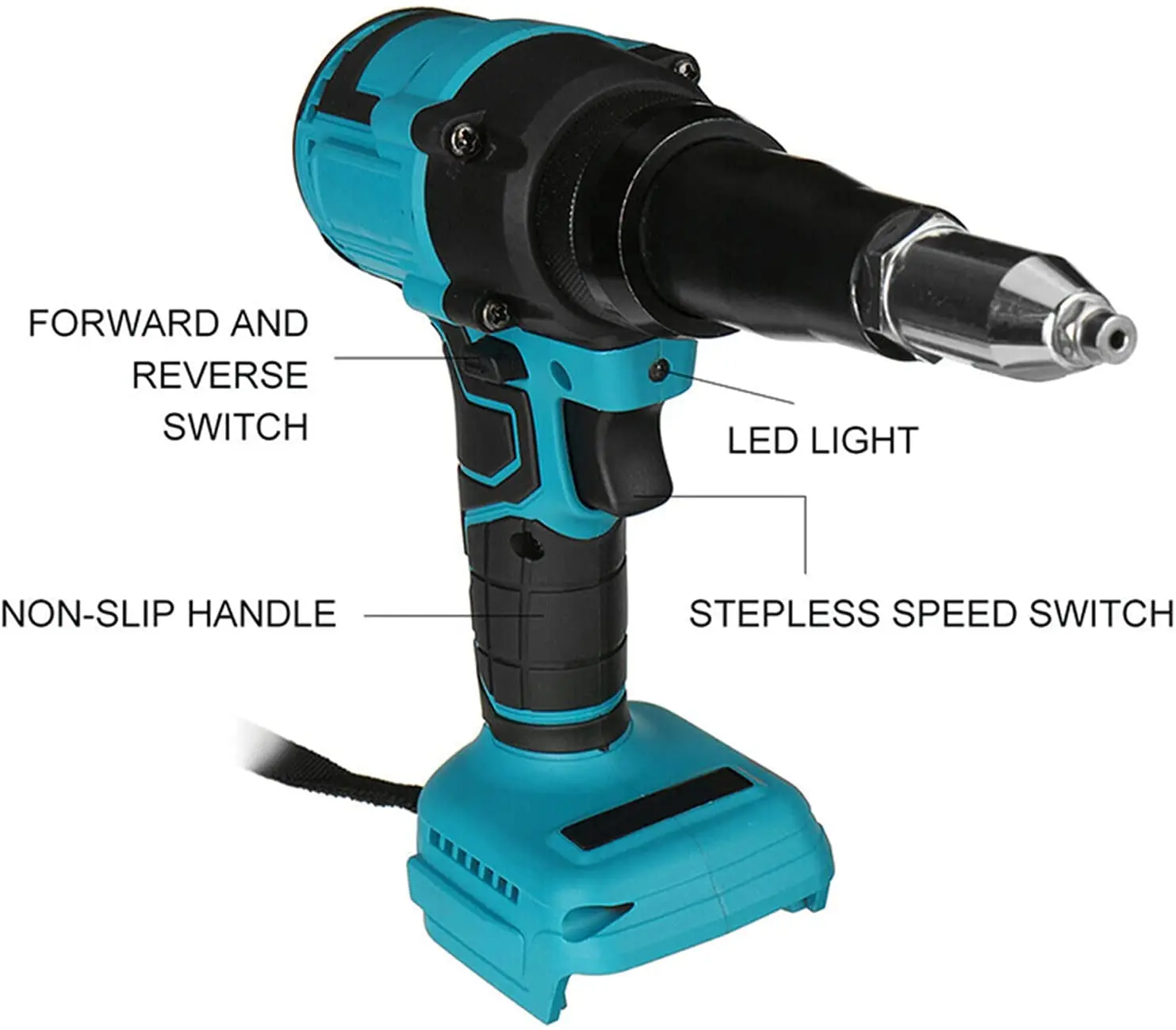 2.4mm-4.8mm Brushless Electric Rivet Gun Home Cordless Pull Rivet Gun Automatic Tool With LED Light For Makita Battery