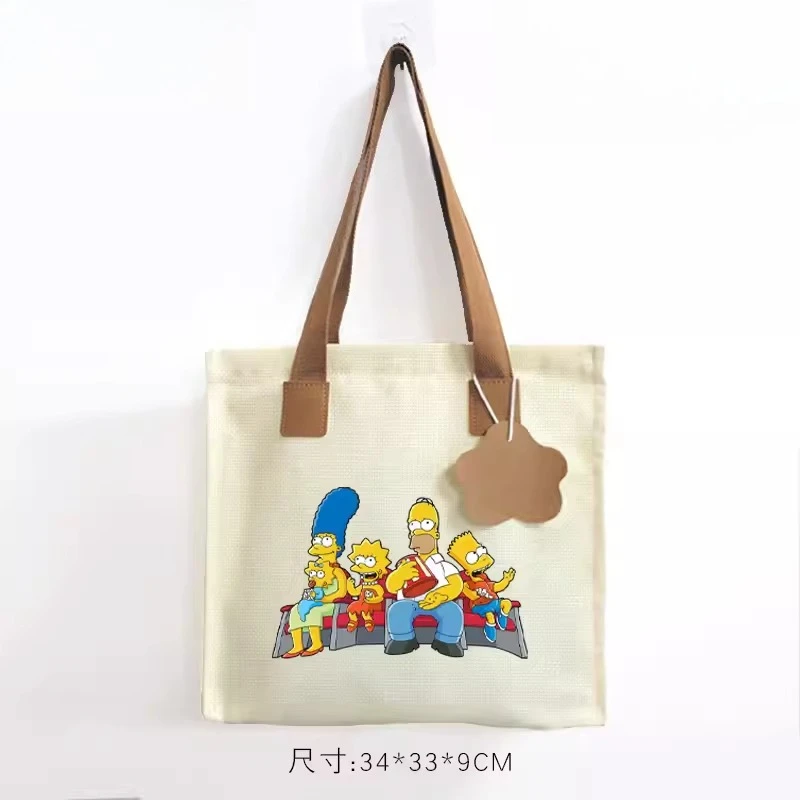 Neue The Simpsons Homer Marge Bart Lisa Cartoon-Anime-Merchandise-Leinentasche, kreative ACG-Studententasche, Schultertasche, Urlaubsgeschenk – Detail 13