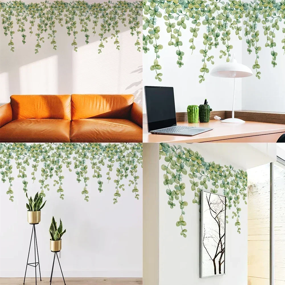 Wall Stickers Eucalyptus Leaf Waterproof Mothproof 2pcs/set For Toilet Door/wall TV Background