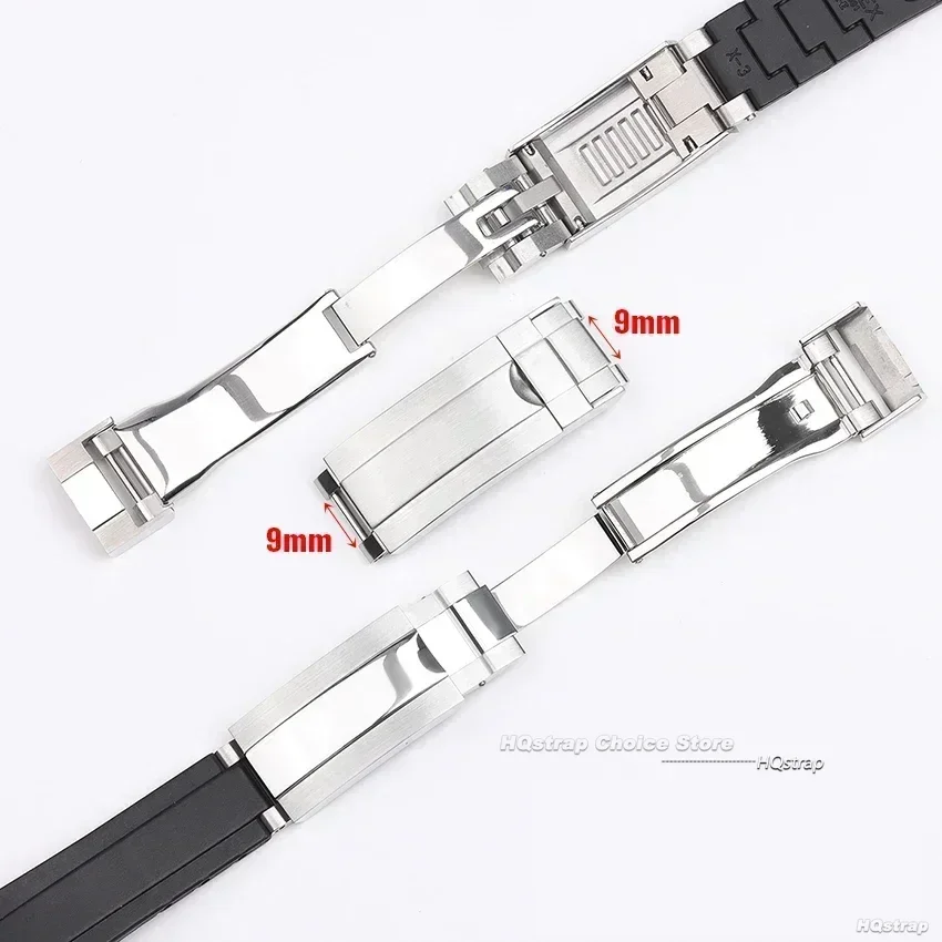 Watch Buckle 9x9mm Stainless Steel Watch Clasp For Rolex DAYTONA SUBMARINER Fine-tuning Pull Button Watch Band Buckle For GMT Yacht-Master
