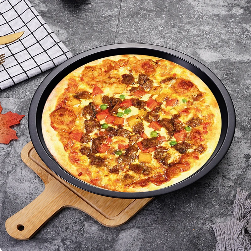 6 8 9 10 inch Pizza Plate Circular Carbon Steel Non-stick Baking Tray Household Cake Mold
