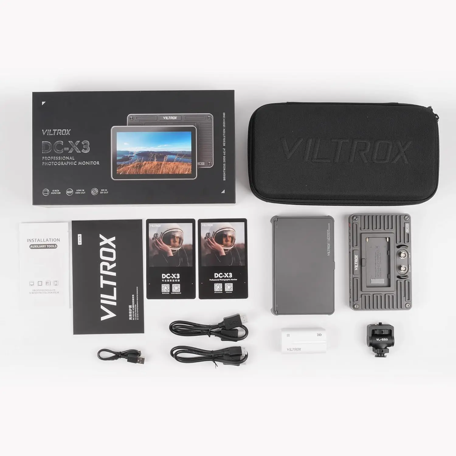 VILTROX DC-X3 2000니트 슈퍼 브라이트 주광 조건에서 시청 가능한 아나모픽 디스크위즈 4K 입력 출력 필드 카메라