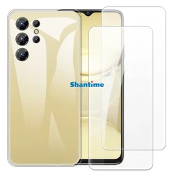 Enhanced Soft Case with Dual Tempered Glass Screen Protectors for Comprehensive Full - Body Protection (Transparent)