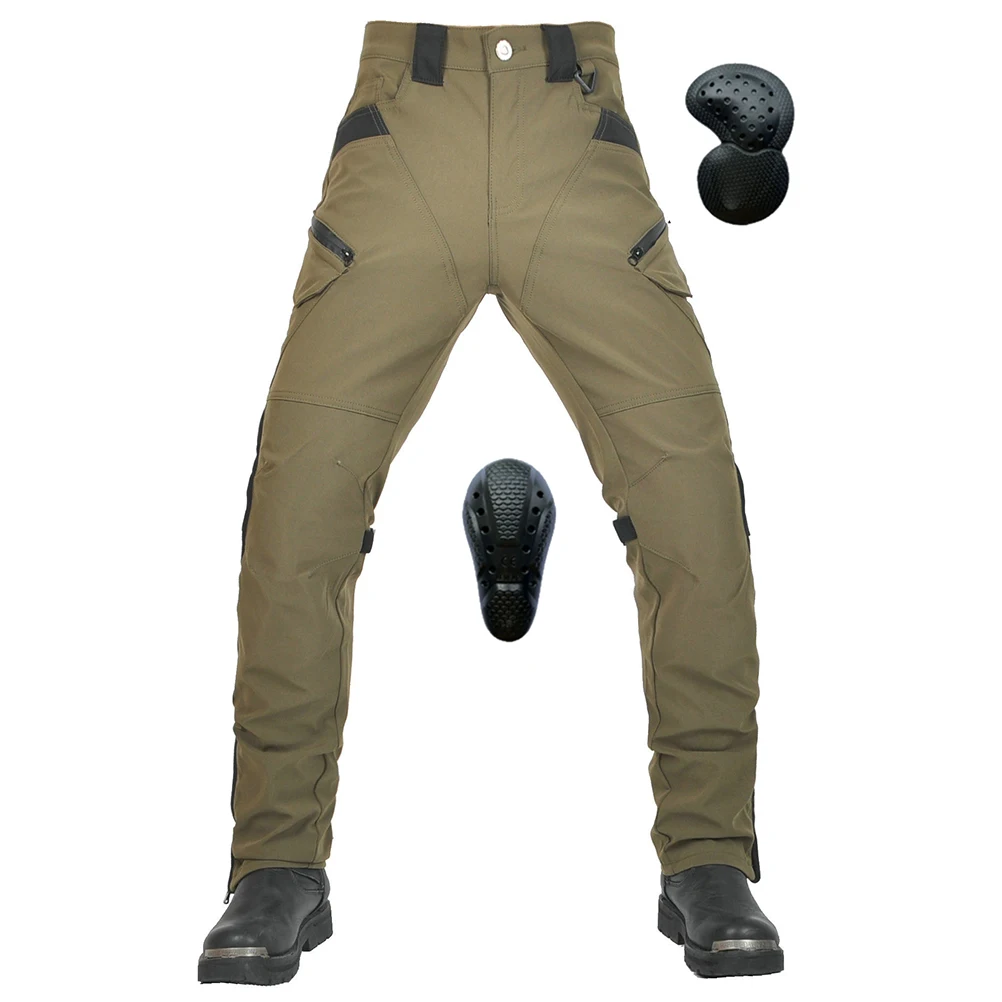 방수 방풍 아머드 모터사이클 라이딩 팬츠 무릎 및 엉덩이 보호대가 있는 모토크로스 카고 바지 낙상 방지 오토바이 보호 팬츠