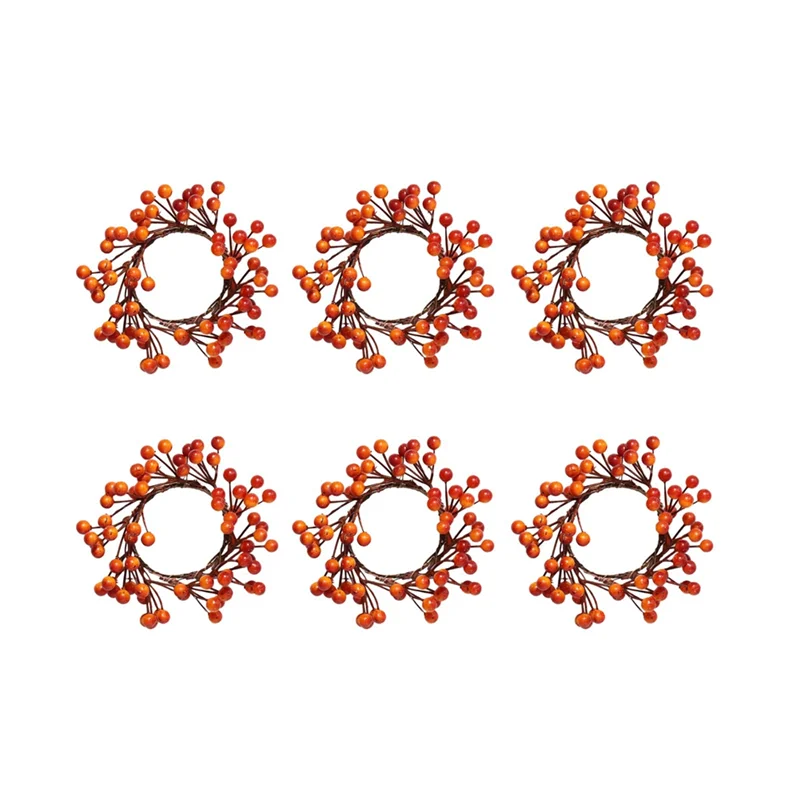 

6 шт. рождественские кольца-свечи, венок, искусственные свечи в виде ягод, кольца в виде чайной лампы, для Рождества