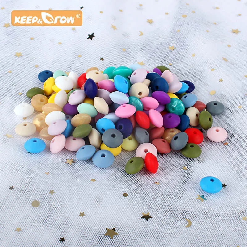 Baby Silicone Teething Toys 12mm Lentil Beads Food Grade DIY pacifier clip Necklace Teether children's Accessories 50pcs